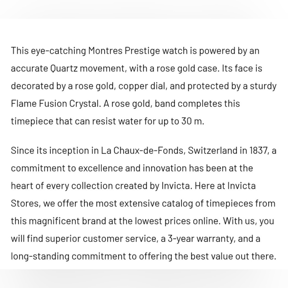 NIB?Invicta Montres Prestige Rose Gold Austrian Crystals Quartz Watch? main image 6